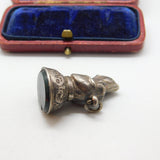 Victorian Sterling Silver Bloodstone Hound Dog Fob Seal Antique 1886 Birmingham