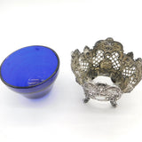 Victorian Scottish Sterling Silver Pierced Floral Sweet-Treat Bowl Antique 1889 Edinburgh