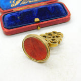 Intaglio Family Crest Heraldry Carnelian Seal Fob Pendant Antique Georgian c1820