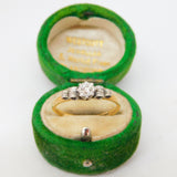 Victorian 18ct Yellow Gold Scrolled Pattern 0.1ct Solitaire Ring Antique c1890