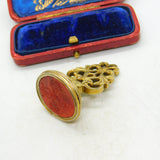 Intaglio Family Crest Heraldry Carnelian Seal Fob Pendant Antique Georgian c1820