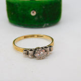 Victorian 18ct Yellow Gold Scrolled Pattern 0.1ct Solitaire Ring Antique c1890