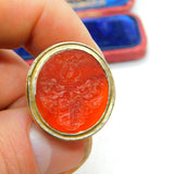 Intaglio Family Crest Heraldry Carnelian Seal Fob Pendant Antique Georgian c1820
