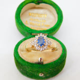 9ct Yellow Gold, 0.5ct Sapphire & Diamond Engagement Ring Vintage 1993 London