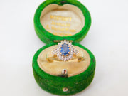 9ct Yellow Gold, 0.5ct Sapphire & Diamond Engagement Ring Vintage 1993 London