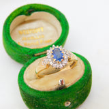 9ct Yellow Gold, 0.5ct Sapphire & Diamond Engagement Ring Vintage 1993 London