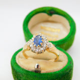 9ct Yellow Gold, 0.5ct Sapphire & Diamond Engagement Ring Vintage 1993 London