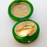 Victorian 18ct Yellow Gold Diamond Set Solitaire Ring Antique c1880