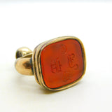 George III Gold Cased Carnelian Quadruple Initial Fob Seal Antique c1820