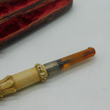 Boxed Victorian Sterling Silver, Amber & Meerschaum Cheroot Holder Antique