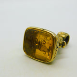 George III 9ct Yellow Gold & Citrine 'IL' Monogram Fob Seal Antique c1820