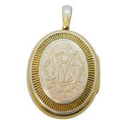 Victorian Sterling Silver Gilt 'Birthday 1881' Monogram Locket Pendant Antique