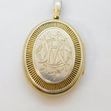 Victorian Sterling Silver Gilt 'Birthday 1881' Monogram Locket Pendant Antique