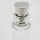Sterling Silver Glass Brandy Bottle Decanter & Label Antique 1913 Birmingham