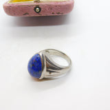 Large Sterling Silver, Lapis Lazuli & Diamond Signet Ring Vintage Birmingham