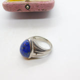 Large Sterling Silver, Lapis Lazuli & Diamond Signet Ring Vintage Birmingham