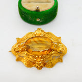 Victorian 22ct Gold Filigree Form & Faceted Citrine Floral Brooch Antique c1860