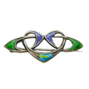 Art Nouveau Sterling SIlver & Enamel Floral Brooch Antique 1909 Birmingham