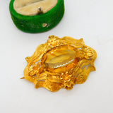 Victorian 22ct Gold Filigree Form & Faceted Citrine Floral Brooch Antique c1860