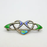 Art Nouveau Sterling SIlver & Enamel Floral Brooch Antique 1909 Birmingham