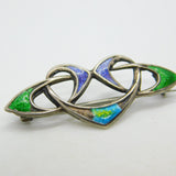 Art Nouveau Sterling SIlver & Enamel Floral Brooch Antique 1909 Birmingham