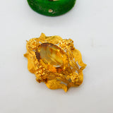 Victorian 22ct Gold Filigree Form & Faceted Citrine Floral Brooch Antique c1860