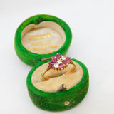 9ct Yellow Gold, Ruby & Diamond Cluster Ring Vintage 1979 London