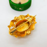 Victorian 22ct Gold Filigree Form & Faceted Citrine Floral Brooch Antique c1860