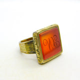 George III 9ct Gold, Carnelian Agate 'VL' Initial Seal Signet Ring Antique c1790