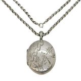 Victorian Sterling Silver Aesthetic Parrot Locket Pendant Necklace Antique c1880