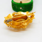 Victorian 22ct Gold Filigree Form & Faceted Citrine Floral Brooch Antique c1860