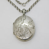 Victorian Sterling Silver Aesthetic Parrot Locket Pendant Necklace Antique c1880