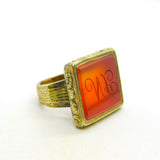 George III 9ct Gold, Carnelian Agate 'VL' Initial Seal Signet Ring Antique c1790