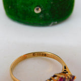 9ct Yellow Gold, Ruby & Diamond Cluster Ring Vintage 1979 London