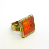 George III 9ct Gold, Carnelian Agate 'VL' Initial Seal Signet Ring Antique c1790