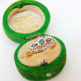 18ct Yellow Gold, 0.25ct Diamond & Sapphire Floral Dress Ring Vintage c1970