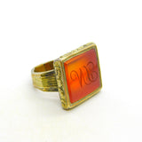 George III 9ct Gold, Carnelian Agate 'VL' Initial Seal Signet Ring Antique c1790