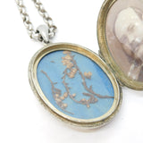 Victorian Sterling Silver Aesthetic Parrot Locket Pendant Necklace Antique c1880