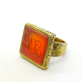 George III 9ct Gold, Carnelian Agate 'VL' Initial Seal Signet Ring Antique c1790