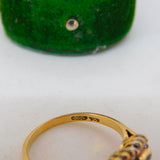 18ct Yellow Gold, 0.25ct Diamond & Sapphire Floral Dress Ring Vintage c1970