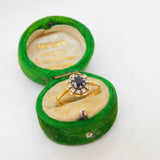 18ct Yellow Gold, Sapphire & Diamond Floral Engagement Ring Vintage 1989