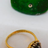 18ct Yellow Gold, Sapphire & Diamond Floral Engagement Ring Vintage 1989