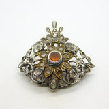 18th Century Iberian Sterling Silver & Gold Paste Set Floral Brooch Antique