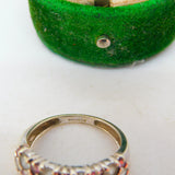 9ct White Gold, Blue & Pink Topaz Dress Ring Vintage 2004 Birmingham