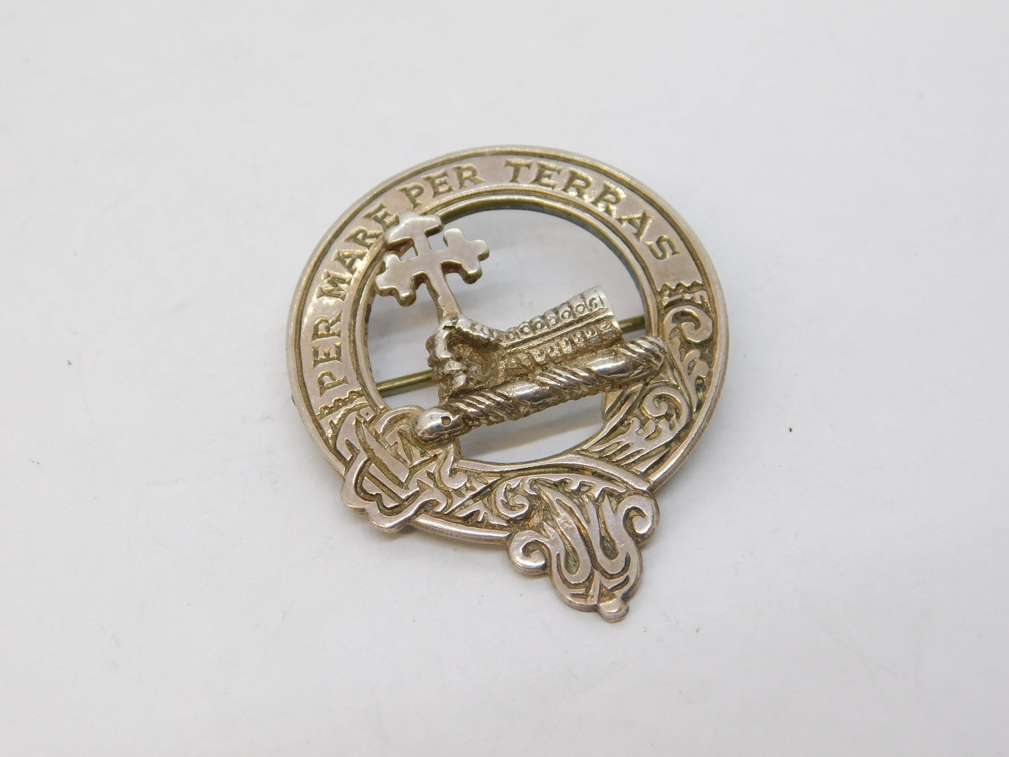 Scottish Sterling Silver MacDonald Clan Brooch Pin Vintage 1960 Edinburgh