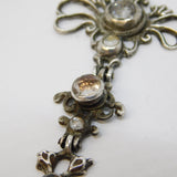 18th Century Sterling Silver Iberian Style Rock Crystal Pendant Necklace Antique