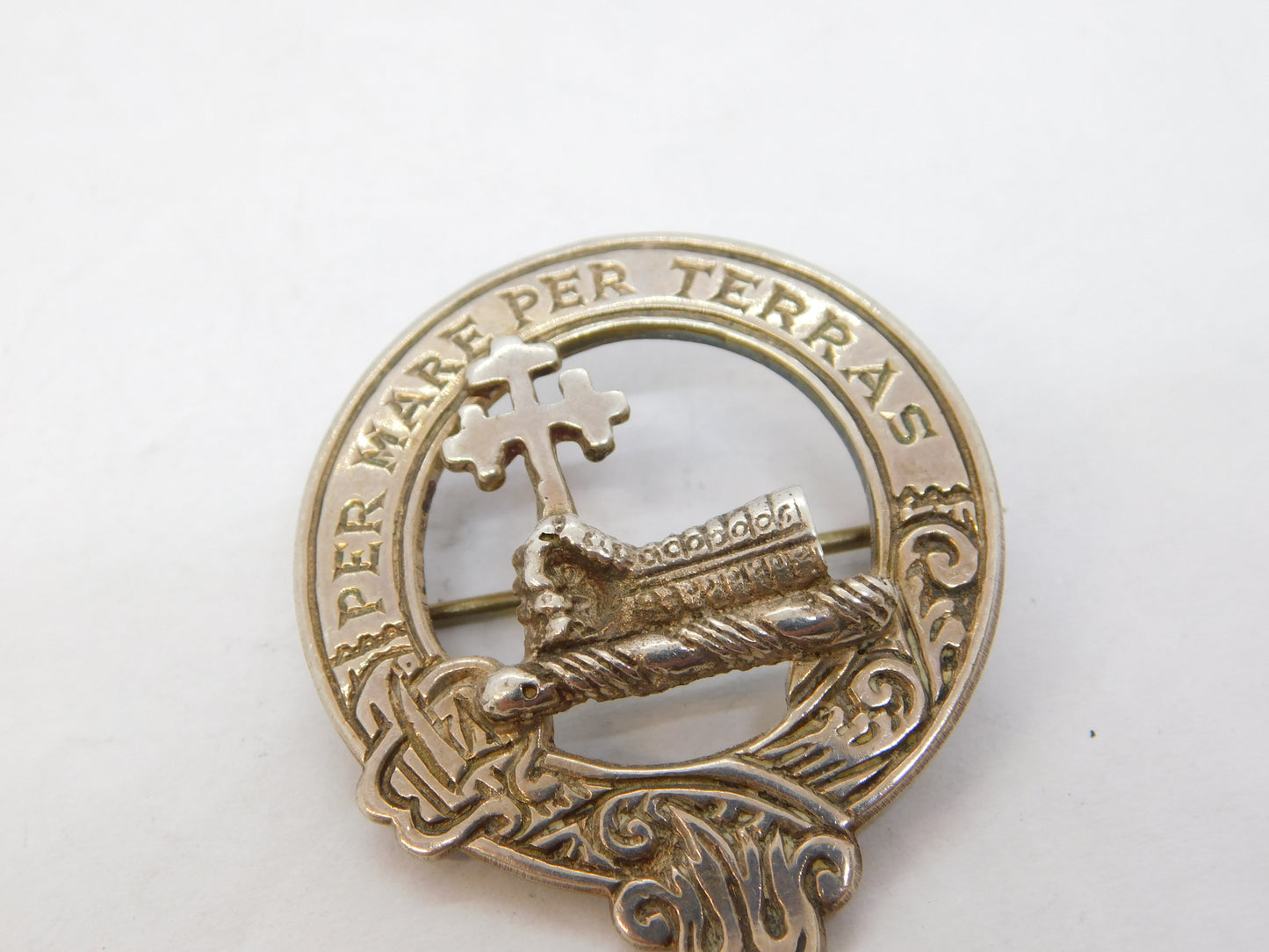 Scottish Sterling Silver MacDonald Clan Brooch Pin Vintage 1960 Edinburgh