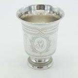 Victorian French .950 Silver Floral Engraved Wine Beaker c1850 Antique