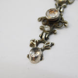 18th Century Sterling Silver Iberian Style Rock Crystal Pendant Necklace Antique