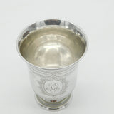 Victorian French .950 Silver Floral Engraved Wine Beaker c1850 Antique